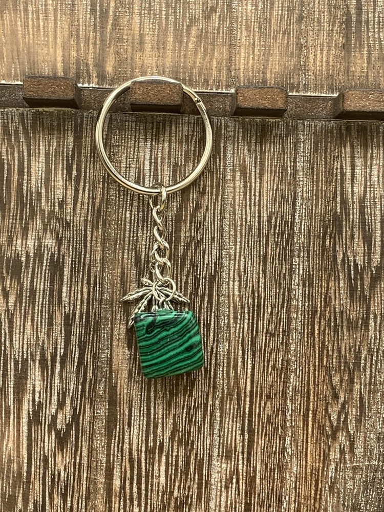 Malachite Crystal & Pot Leaf Keychain