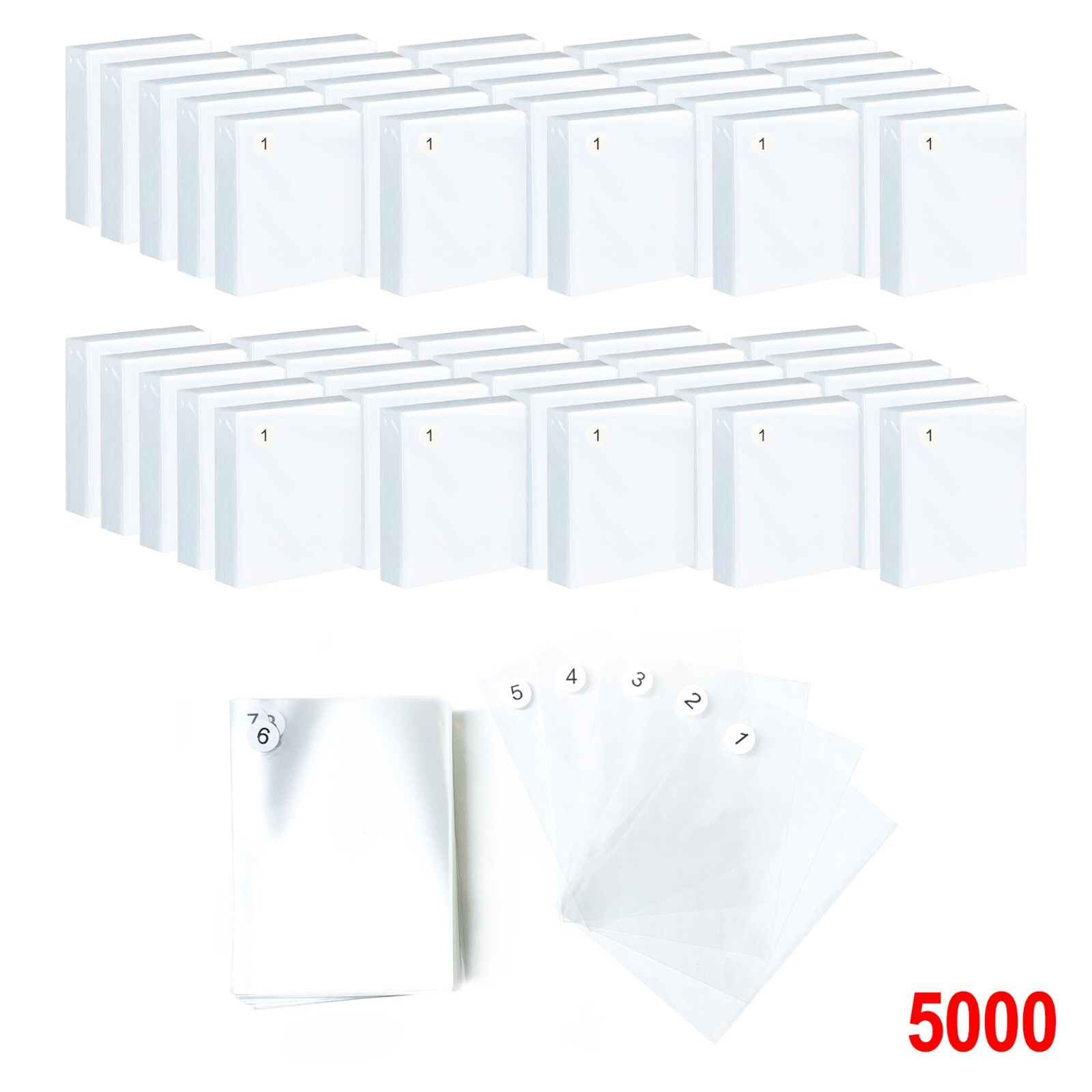 Numbered Soft Penny Sleeves for Sports & Trading Card Sellers 500, 1000, 5000