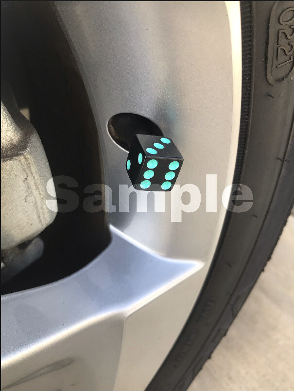 2X Black Teal Dice Valve Stem Caps Car Truck Bike bicycle BMX Motorcycle