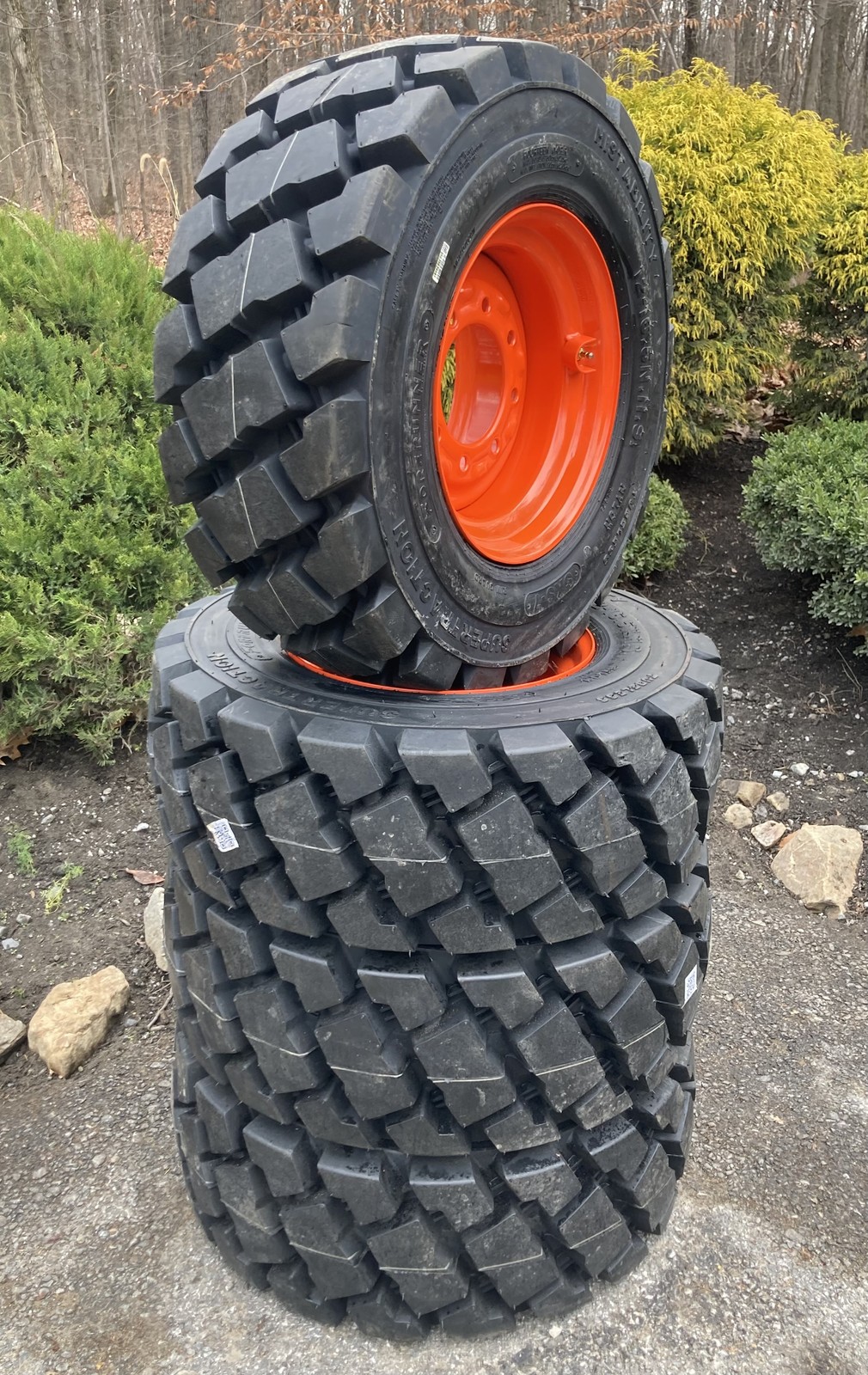 4-Heavy Duty 12-16.5 SKS-7 Skid Steer Tires/Rims for Bobcat & more-12X16.5-14PLY