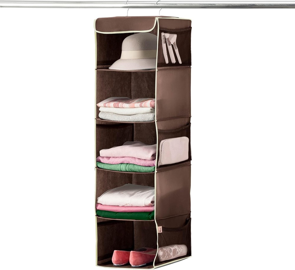 5-Shelf Hanging Closet Organizer - Stylish Space-Saving Solution for Closets
