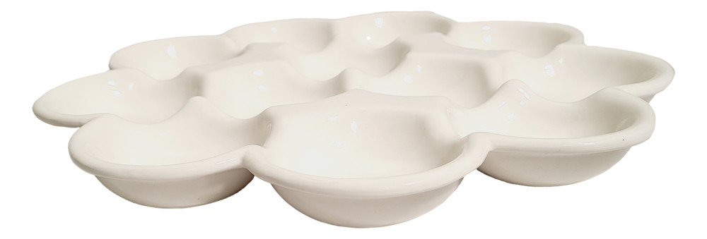 White Egg Platter Serving Dish Ceramic 13.25" Versatile Tableware Serveware Bowl