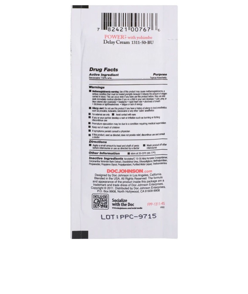 Doc Johnson Endurance Delay Spray OR Delay Cream Bottle🍯