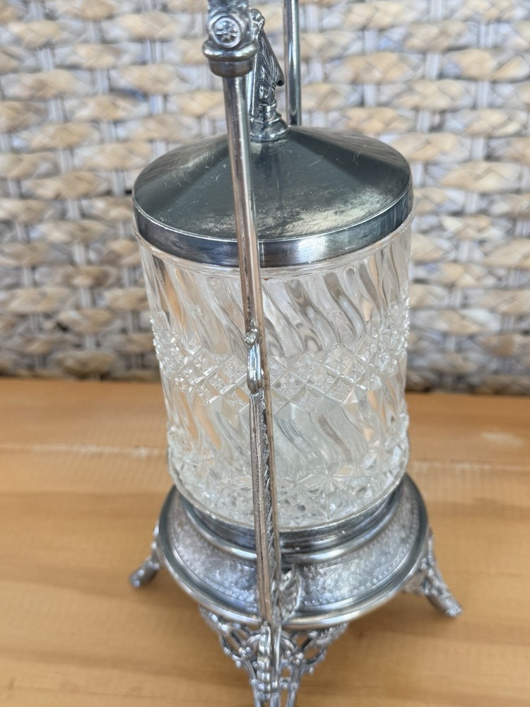 Reed & Barton 1280 Silver Plated Pickle Caster Serving Jar *READ*