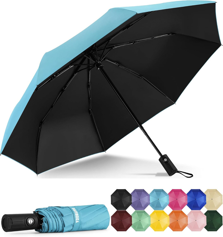 Compact Automatic Windproof Travel Umbrella - Lightweight Folding Design