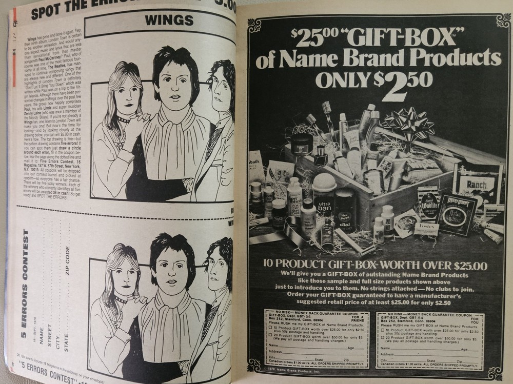 16 Magazine September 1978 ACE, MANILOW, ROLLERS, BEE GEES, KISS, CASSIDY