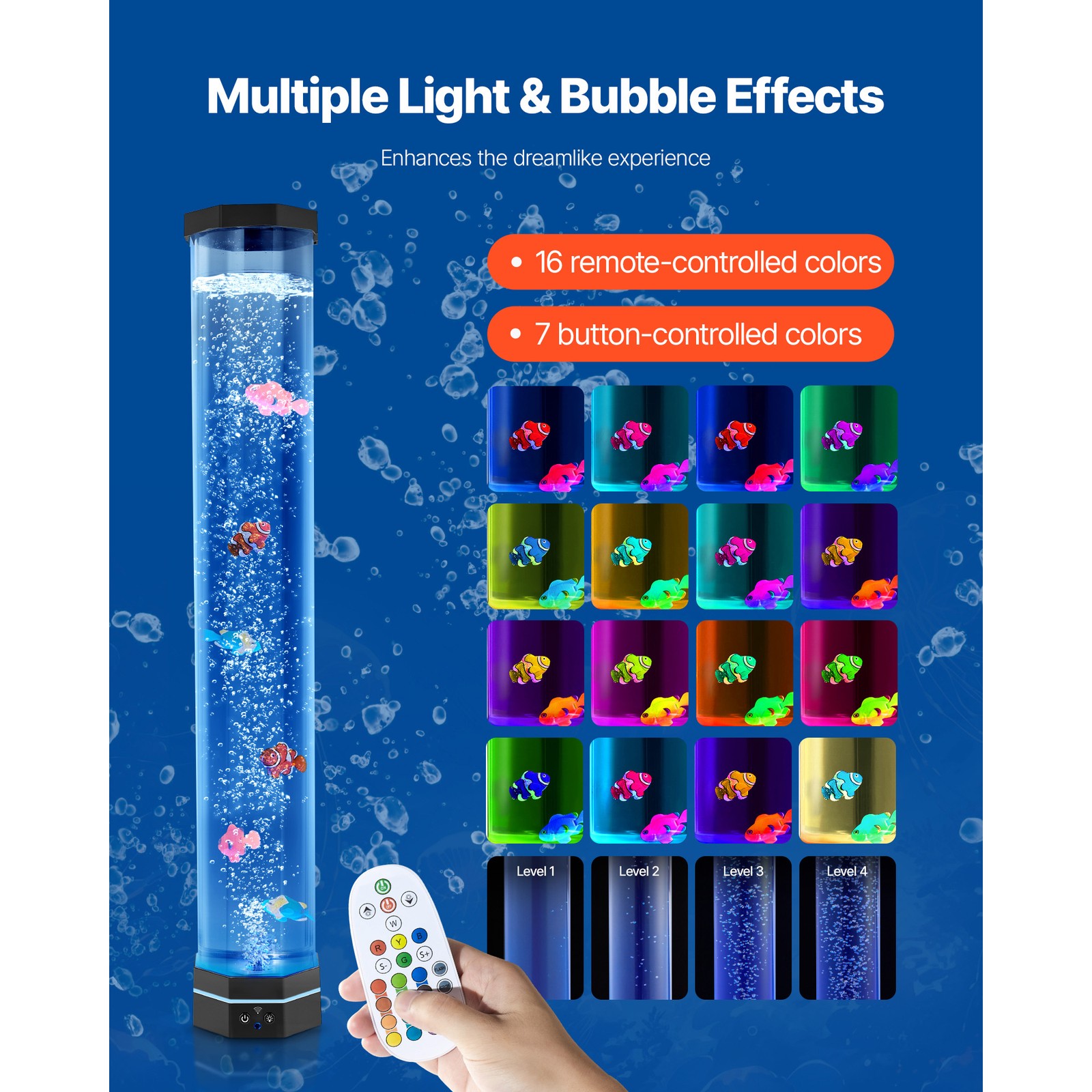 Bubble Tube Lamp 16 Color 2.67 ft Sensory Aquarium Lamp for Relief Calming