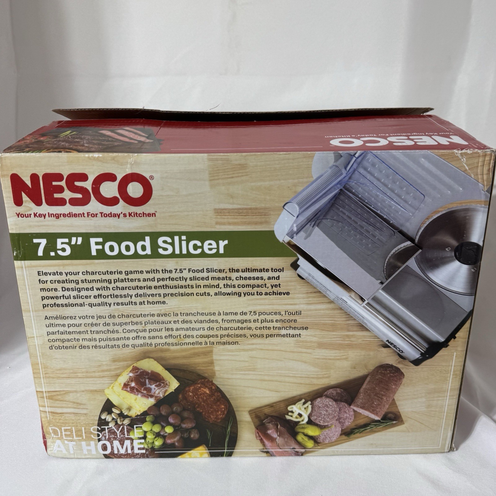 NESCO Stainless Steel 7.5” Food Slicer Adjustable Thickness Silver FS-200 TESTED