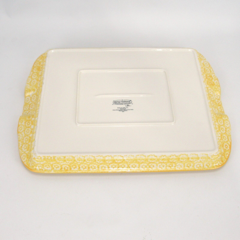 Temptations Yellow Florals Rectangular Serving Platter 15.5" x 11.75" NOB