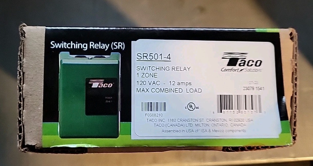Taco SR501-4 Switching Relay 1 Zone Circulator Pump Control