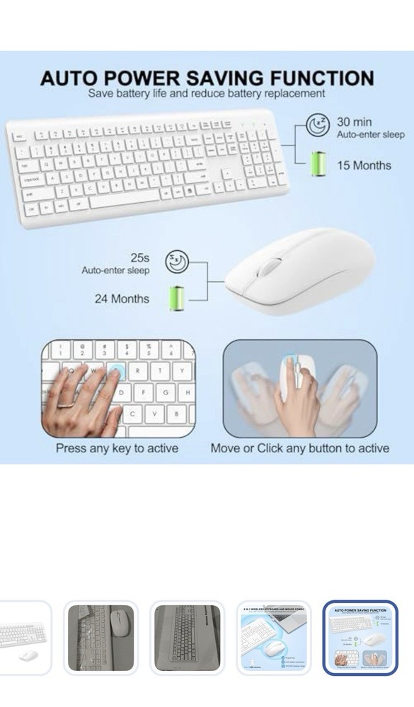 Wireless Keyboard And Mouse Combo MK258, White