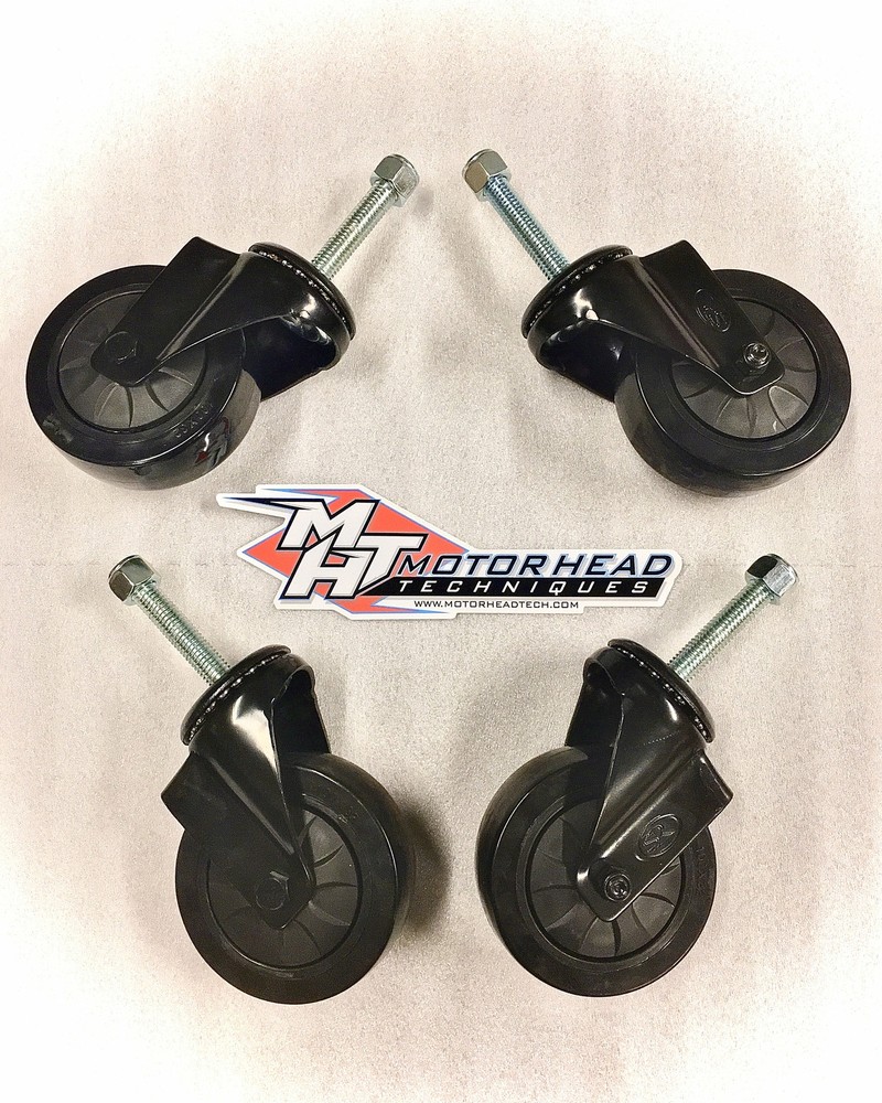 4" Polyurethane Casters, set of (4) Custom 1/2"-13 x 2-3/4" threaded stud