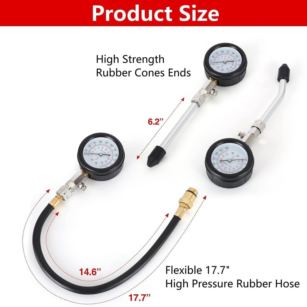Professional Compression Tester Kit with Spark Plug Tester - Durable & Effective