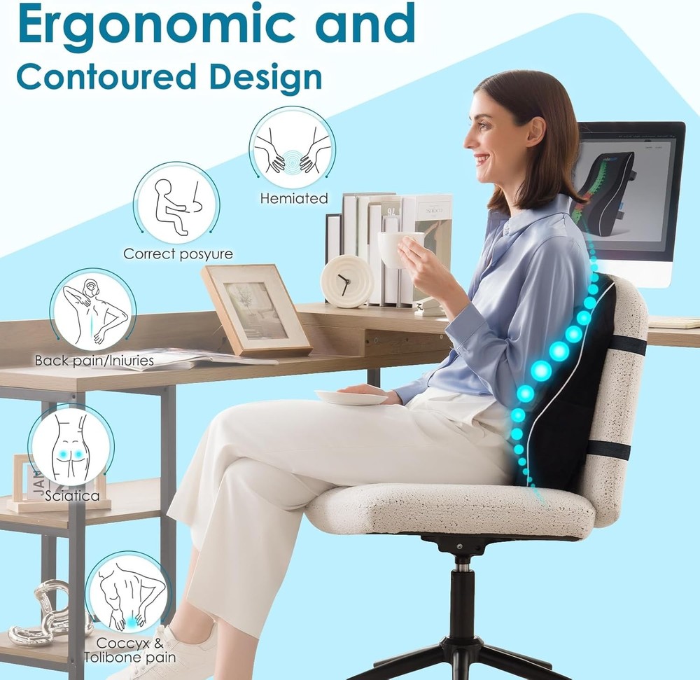 3D Mesh Ergonomic Back Support Pillow - Soft Memory Foam Relief for Office