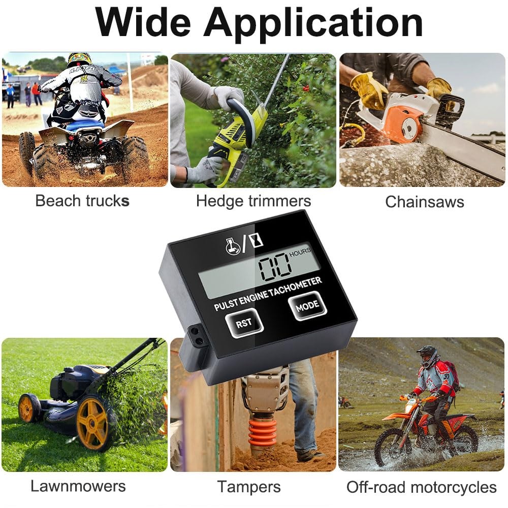 Small Engine Tachometer, Digital Tachometer Tach Gauge Reset Function Equippe...