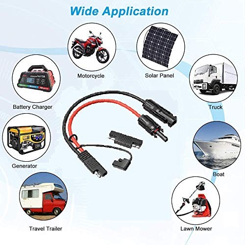 Solar Panel to SAE Adapter With MC4 Connector Extension Cable 10AWG MC4-SAE
