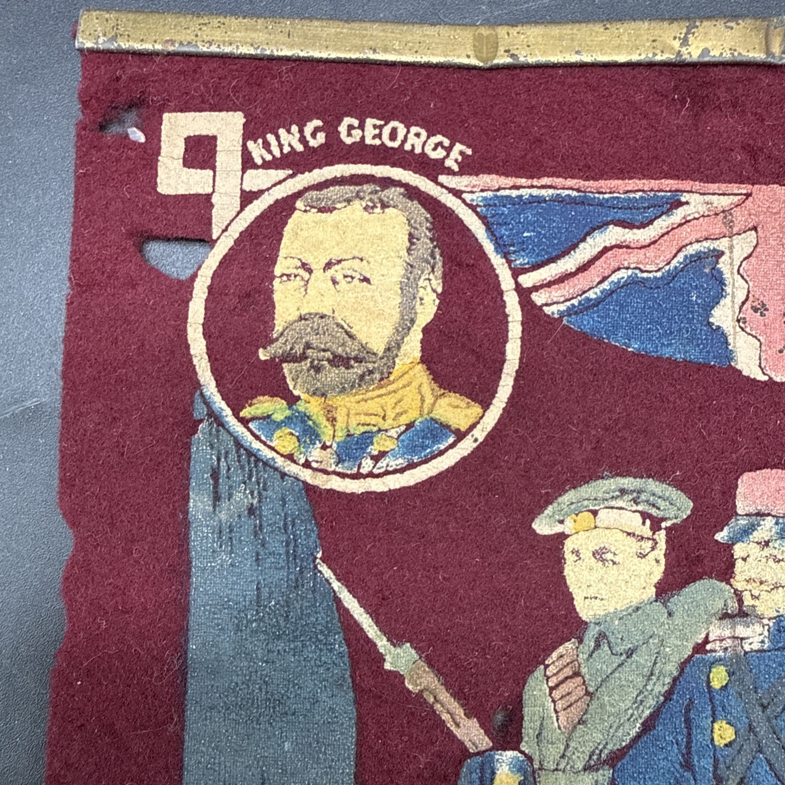 WWI Souvenir of the War of 1914 Felt banner Allies France Britain Belgium Russia