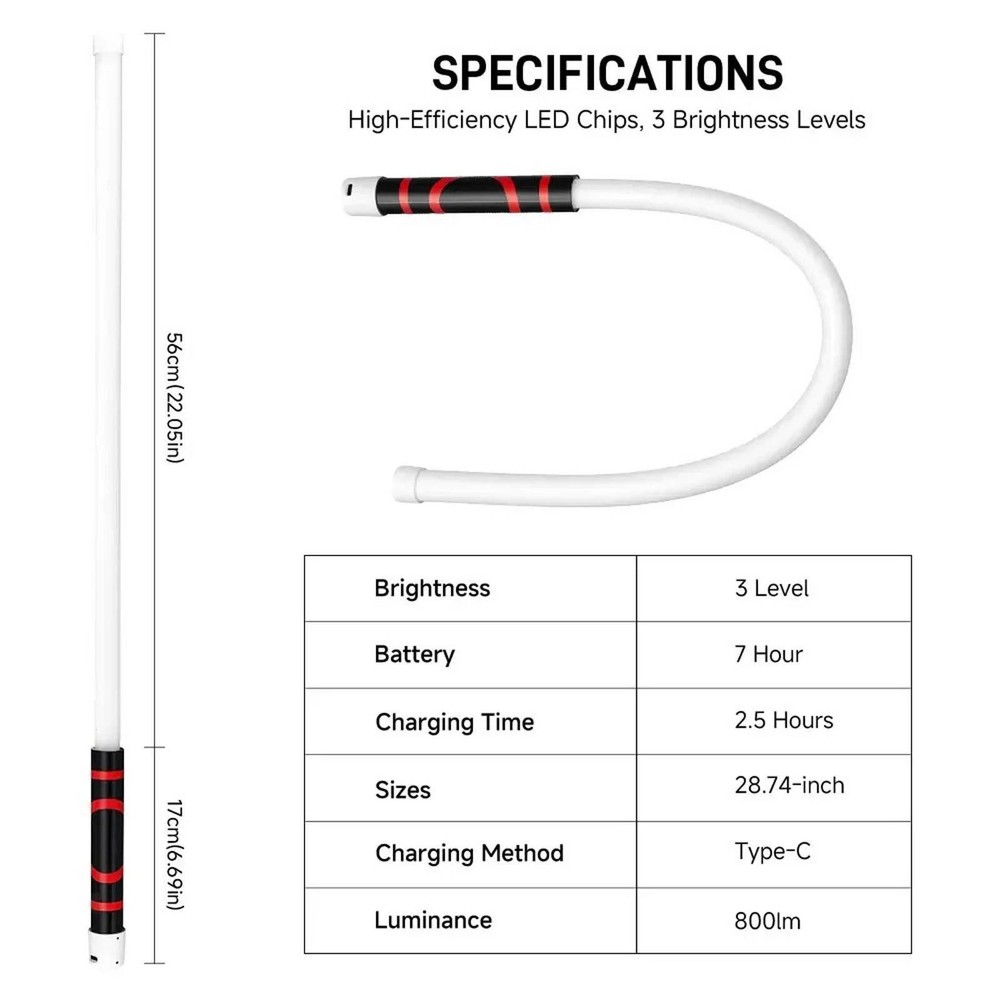 LED Bendable Work Light Bendable Flashlight Multifunctional 3 Lighting Modes