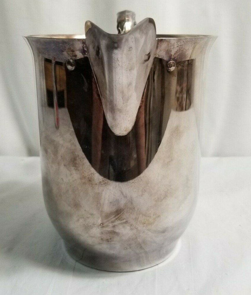 Vintage 6.5" Silverplate on Copper Water Pitcher w Ice Lip