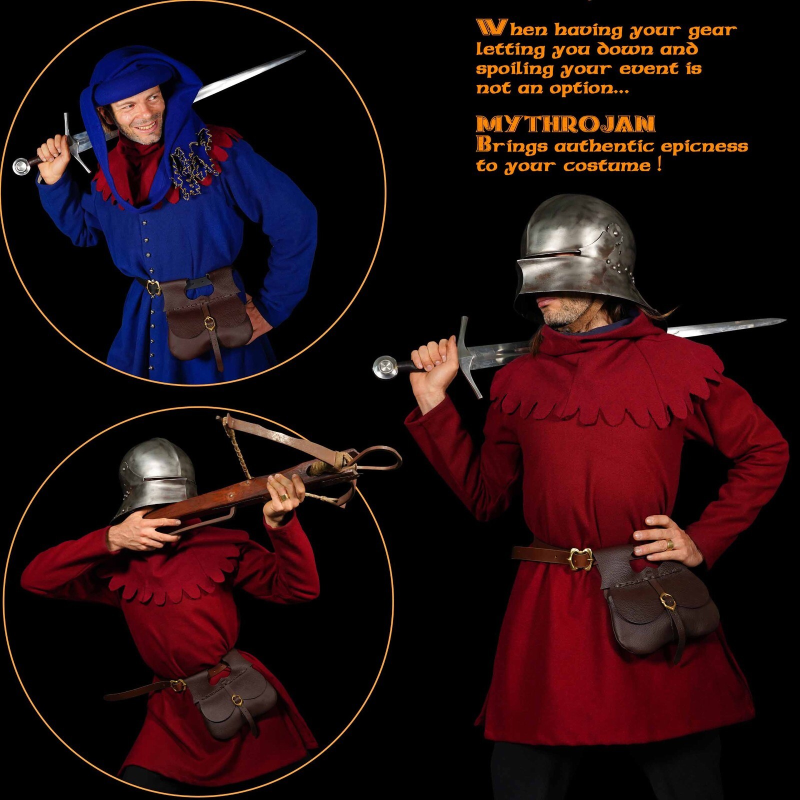 Medieval Leather Belt Bag Pouch Renaissance Cosplay Waist Bag Buckle Purse Brown