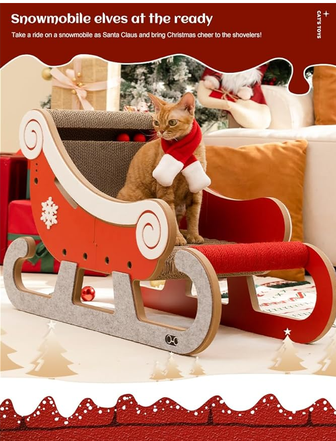 Cat Christmas Tree Scratching Post - Christmas Sleigh