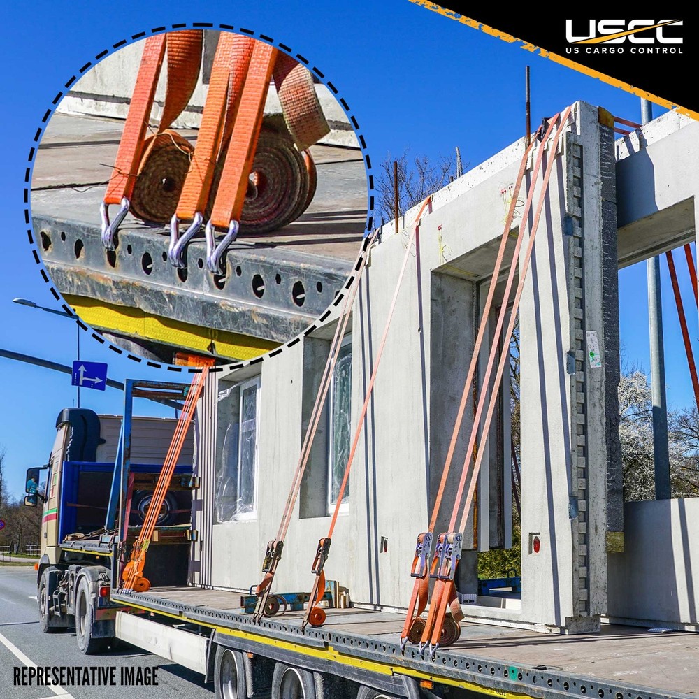 USCC 2" X 27' Wire Hook Ratchet Strap - Orange 2PK