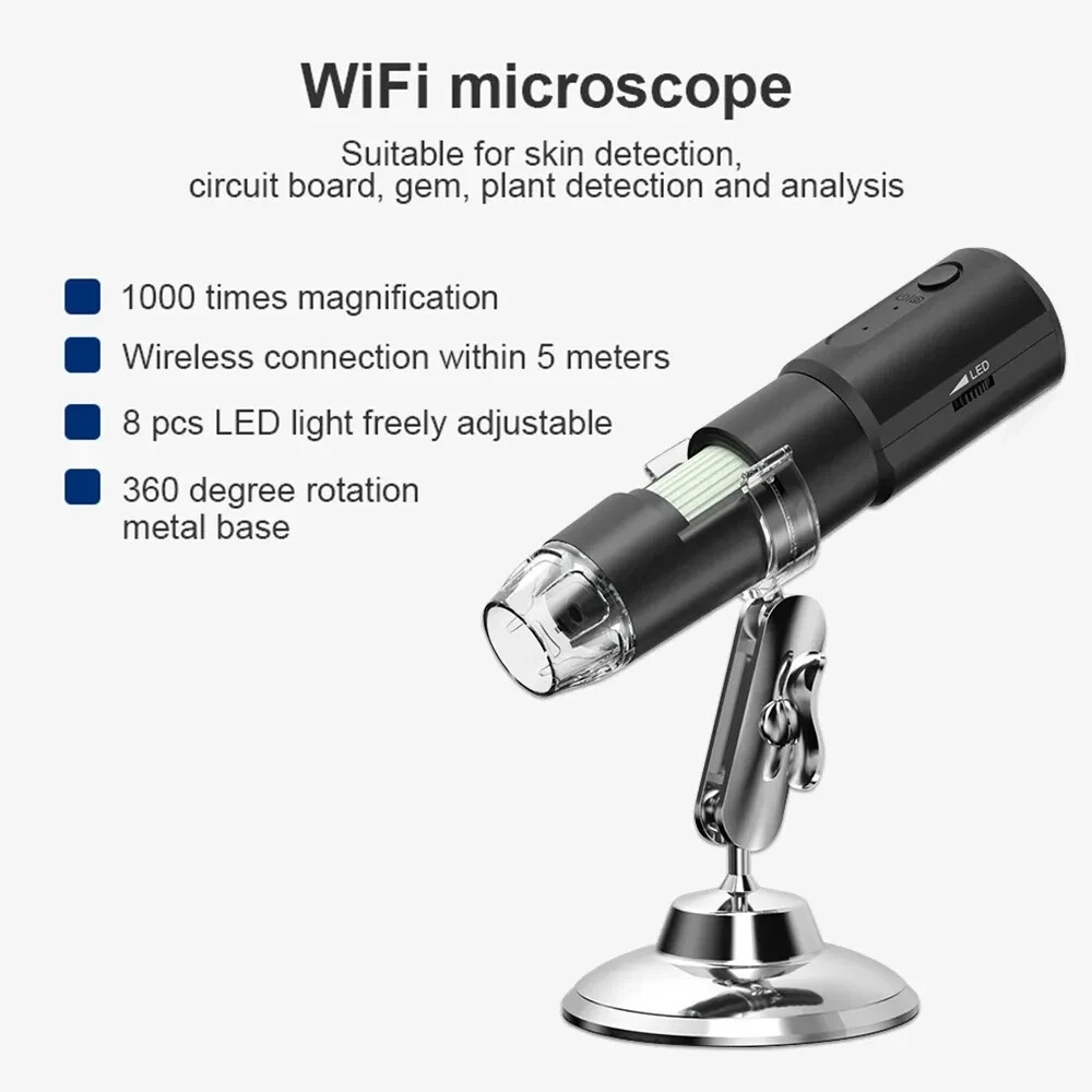 Digital Microscope WiFi Wireless Electron Dermatoscope Scalp Detection Pores