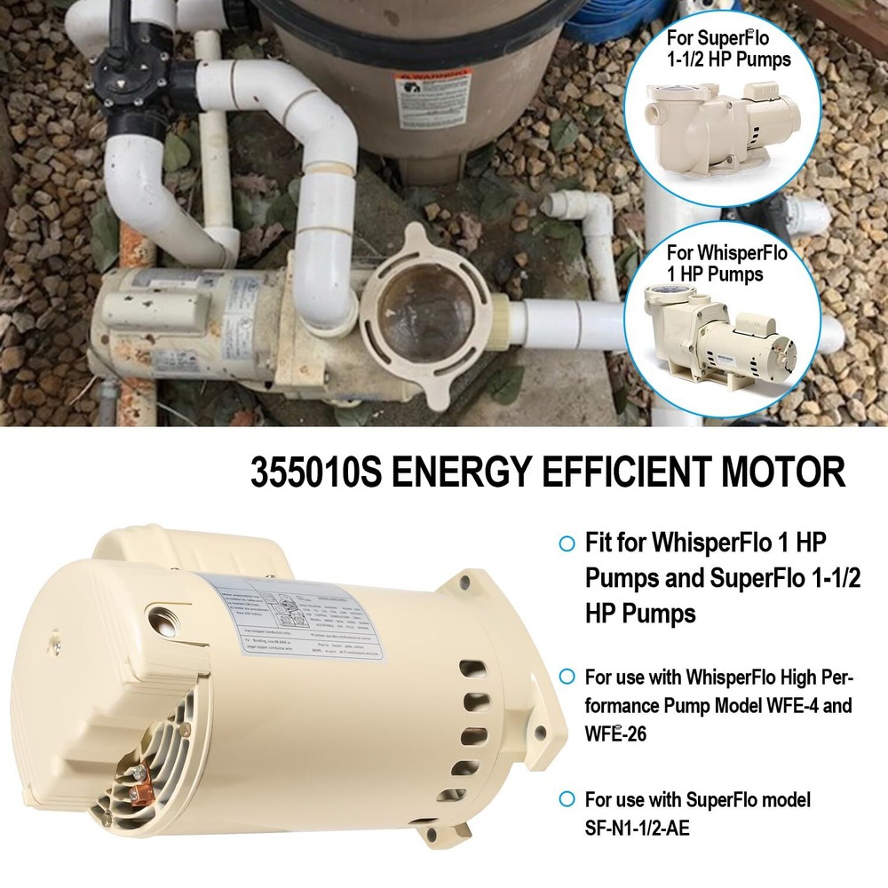 for WhisperFlo High Performance Pool Pumps Energy Efficient Replacement Motor