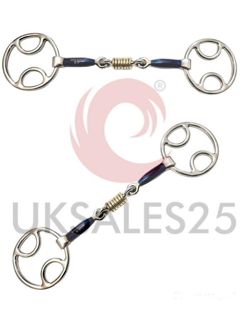Blue Sweet Iron Bevel Snaffle Bit with Copper Rollers Same Day Shipping