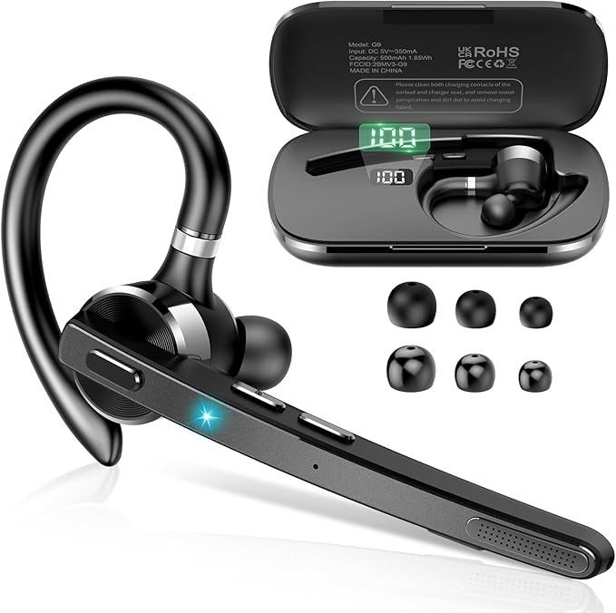 Bluetooth Headset, Wireless Bluetooth 5.3 Earpiece, 90Hrs Hands Free Headset