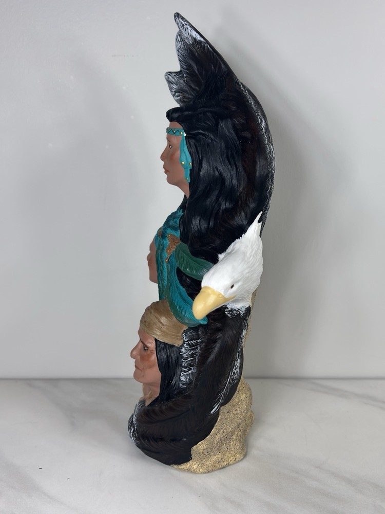 Ceramic Native American sculpture/figurine – three people &Eagle 11”
