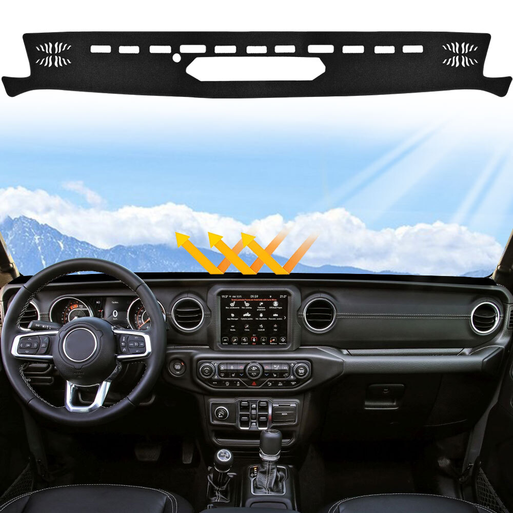 Dash Cover Mat Dashboard Pad For Jeep Gladiator JT 2020-2024 Black Accessories