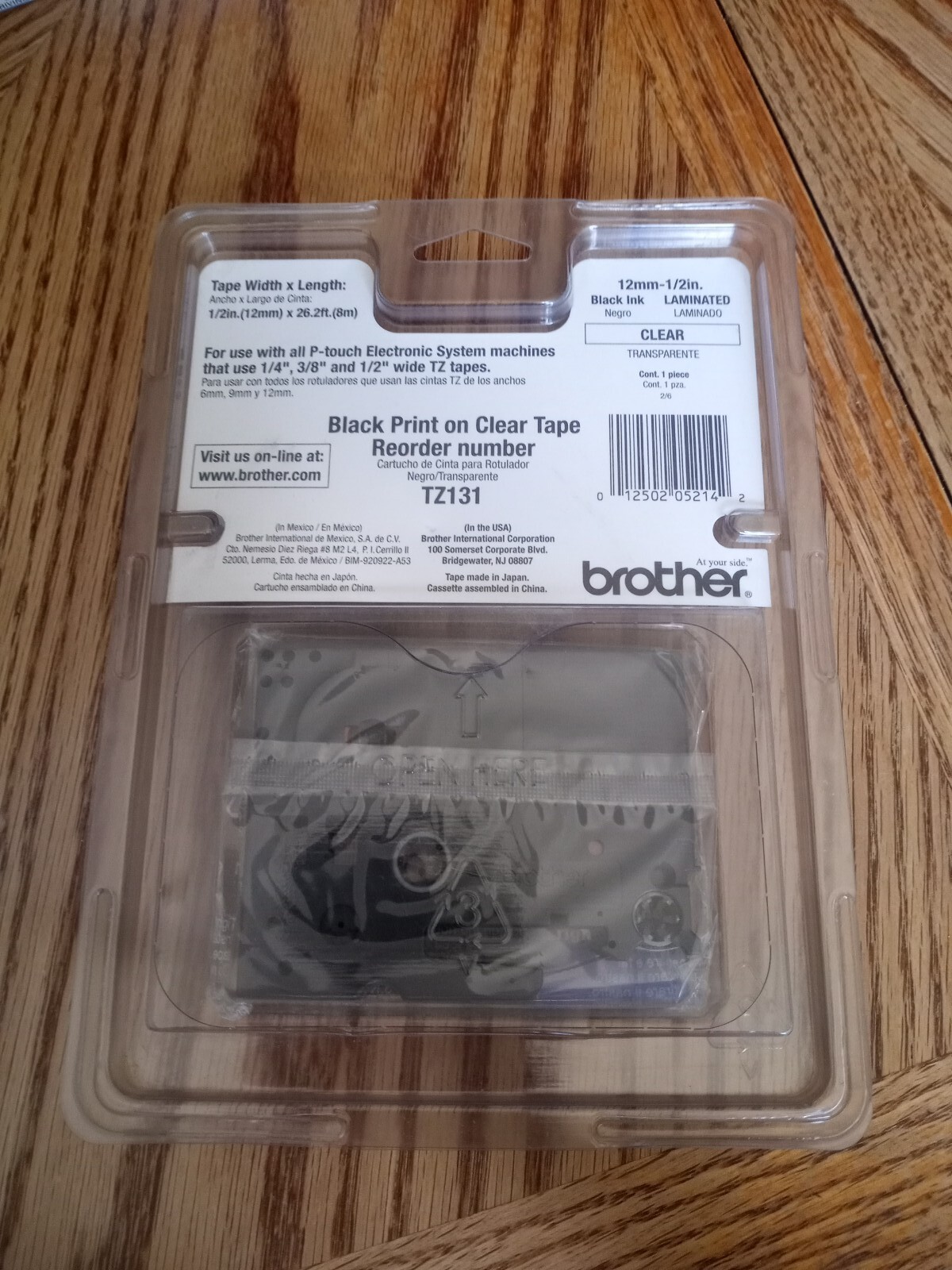 NEW Sealed Genuine Brother P-touch TZ-131 1/2" (12mm) Black Print On Clear Tape
