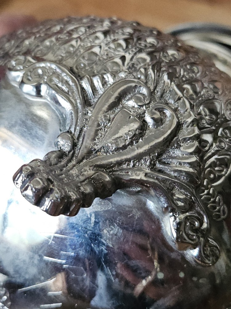 Antique Middle Eastern Moroccan Silver Plated Tea Coffee Pot Signed