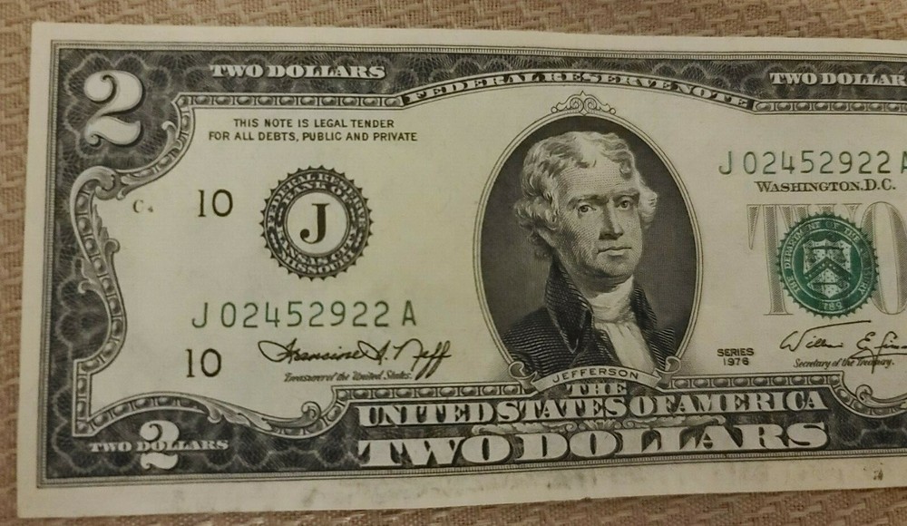 Misaligned 1976 $2 Bill