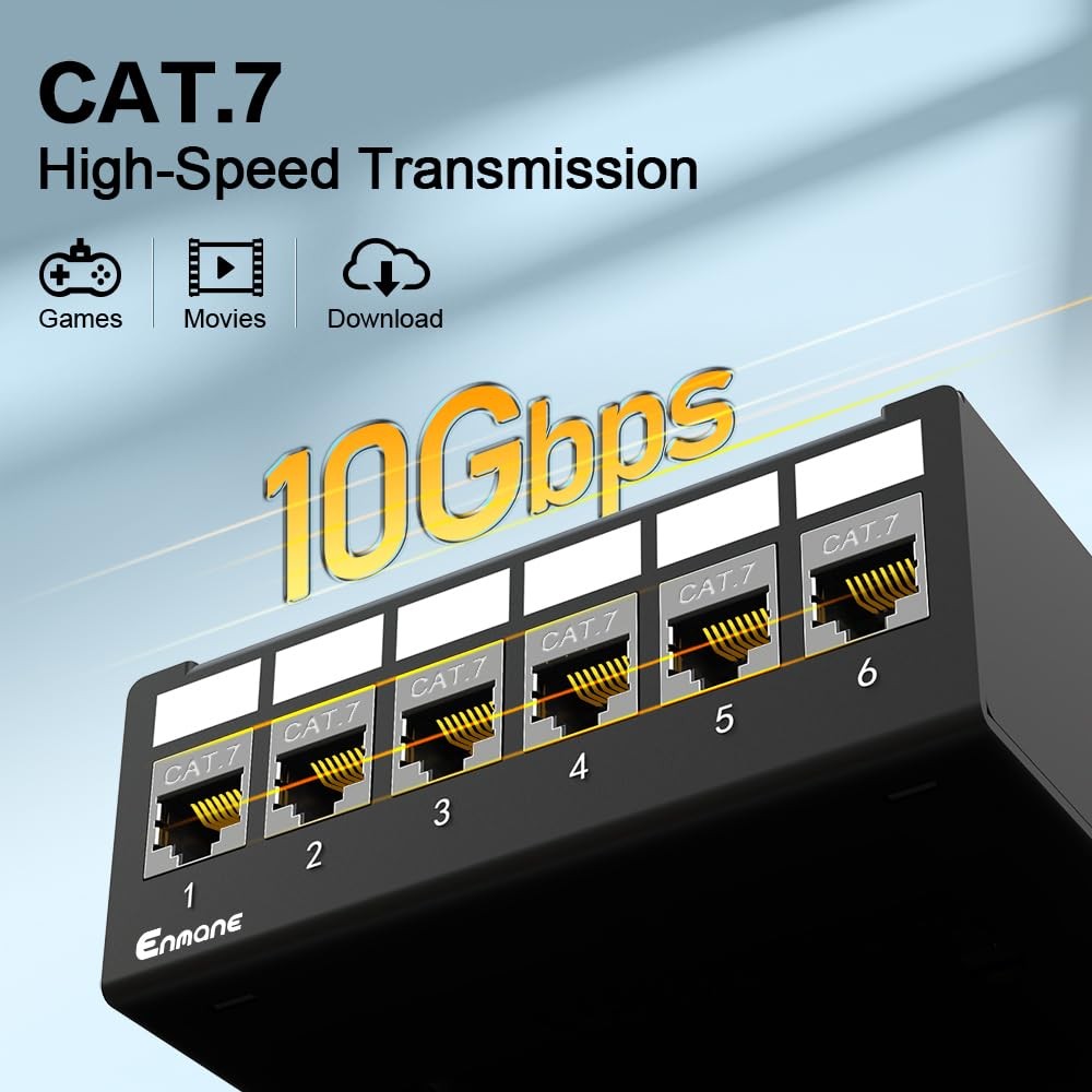 6Port Patch Panel CAT7 Keystone Patch Panel Shielded Network Patch Patch with...