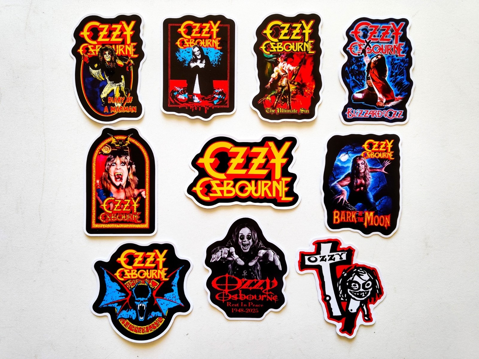 Ozzy Osbourne Sticker Pack (10) Prince of Darkness Crazy Train Black Sabbath RIP