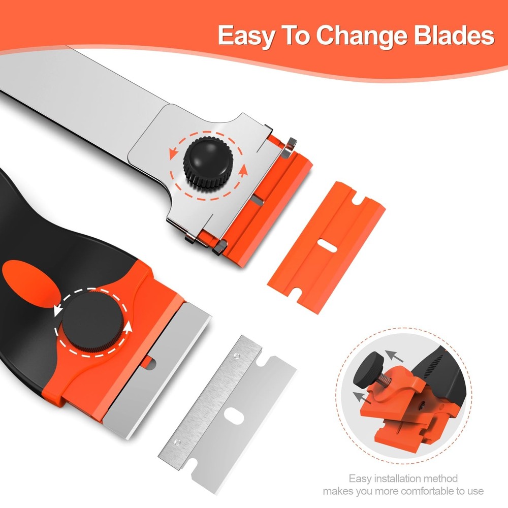Razor Blade Scraper Includes 30 Plastic & 30 Metal Blades, Multi-Purpose Tool