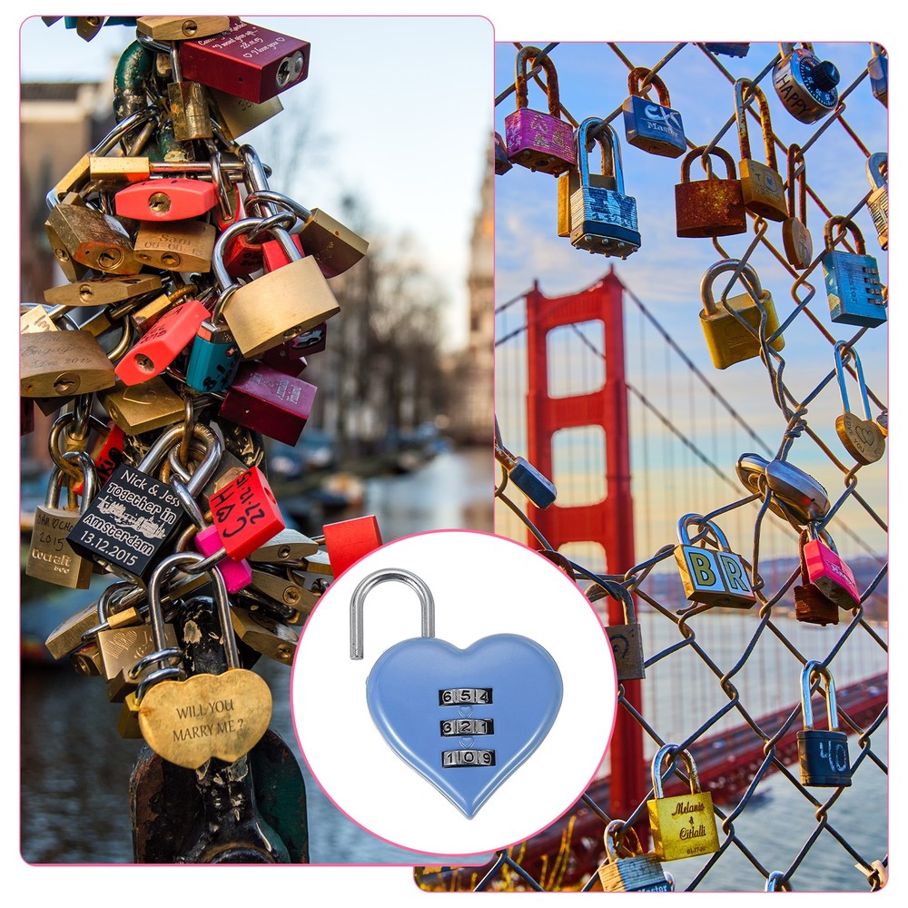 2 Pack Combination Locks Heart Shape Password Padlock Love Locker Lock Blue