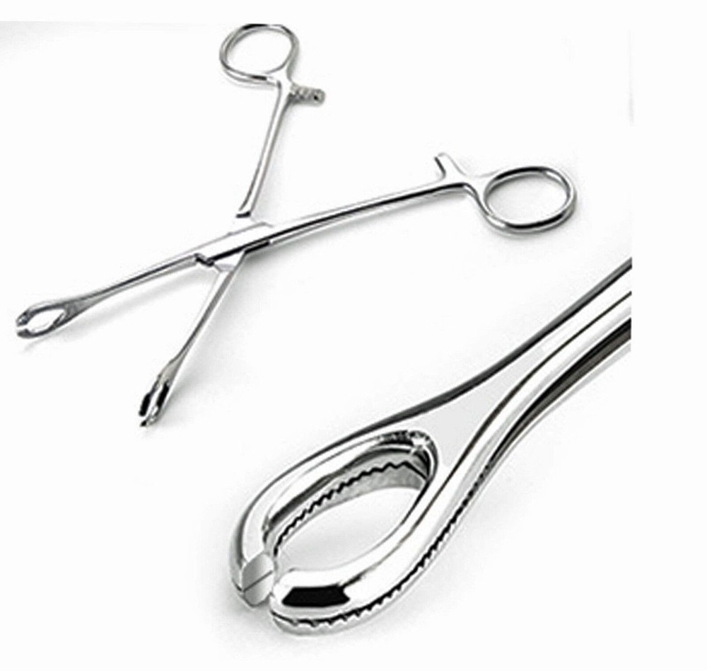 6.5" Sponge Clamps Slotted lock Piercing Forceps