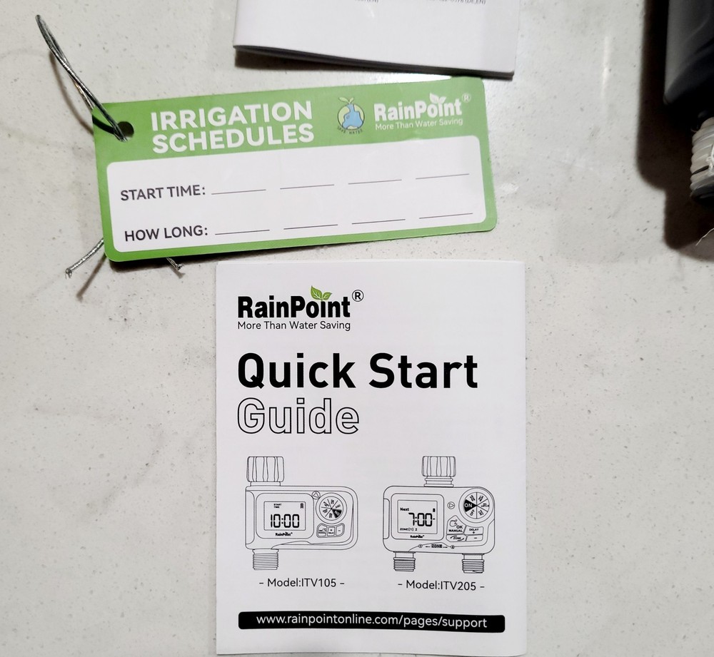NEW RainPoint Programmable 1 Zone Water Timer Model Number ITV105 OPEN BOX