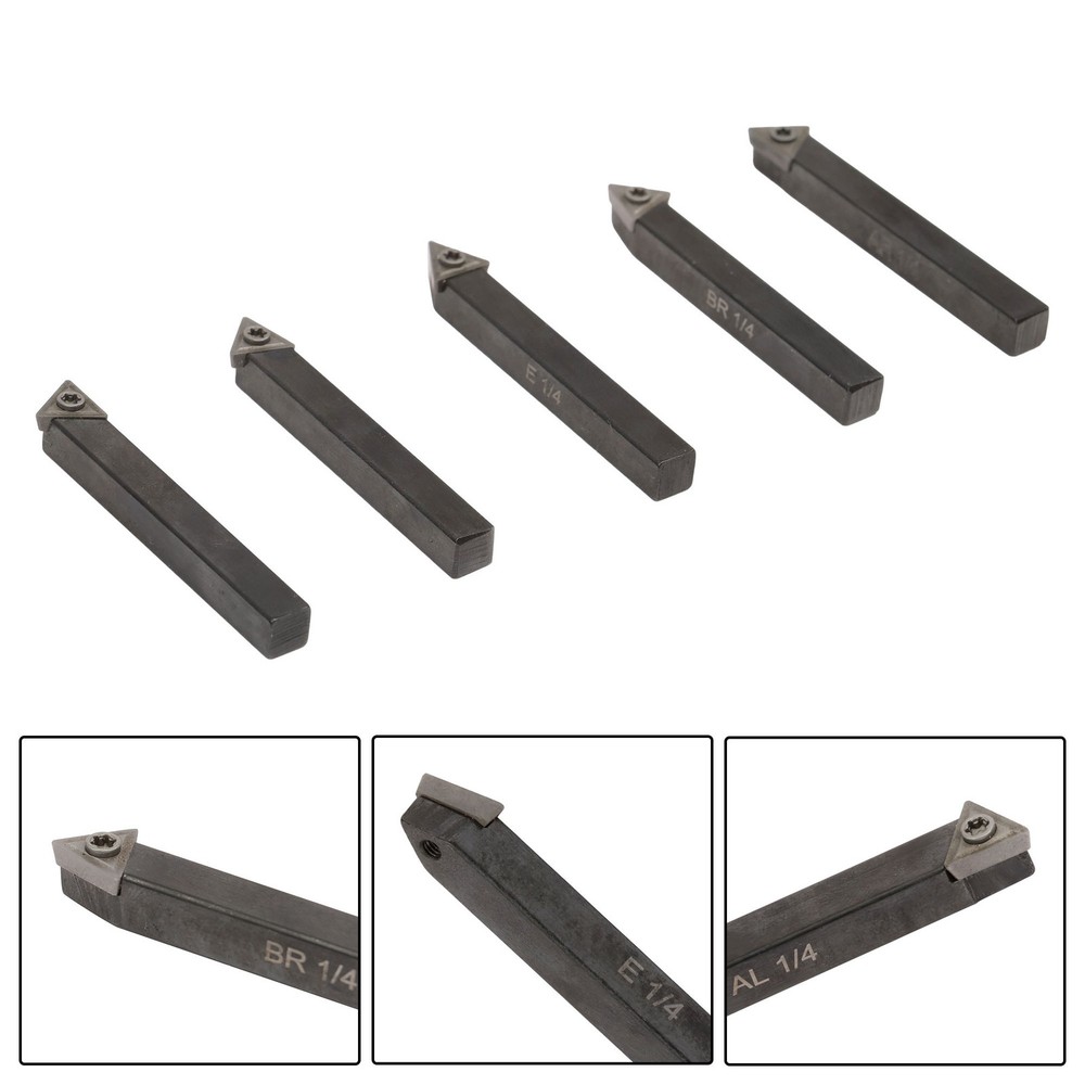 5* 1/4" Straight Lathe Indexable Carbide Insert Turning Tooling Bit Holder Set