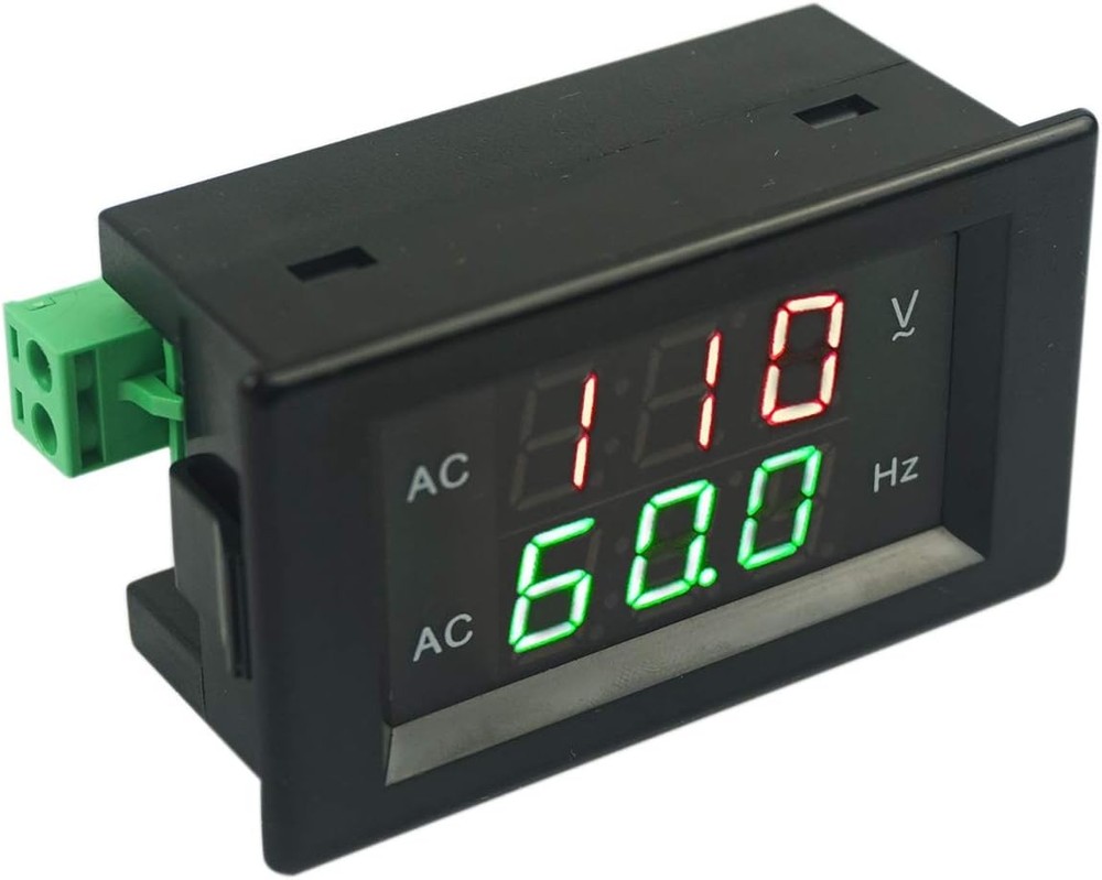 Digital AC Voltage Frequency Meter, 80-500V Voltmeter 45-65Hz Black