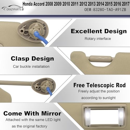 Driver Left & Passenger Right Side Sun Visor Beige(Driver & Passenger)