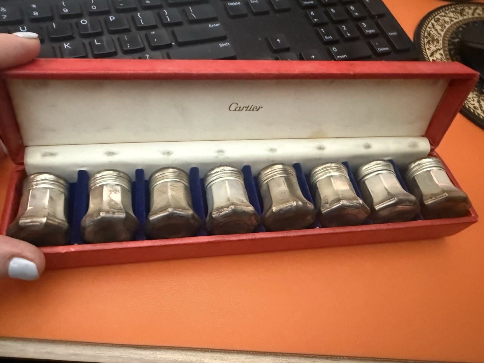 Cartier Sterling Silver (.925) Salt & Pepper Shakers Set in Original Box