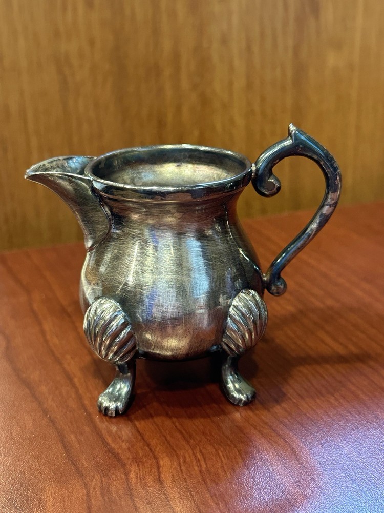 Vintage Silver Plated Creamer with Ornate Footed Design