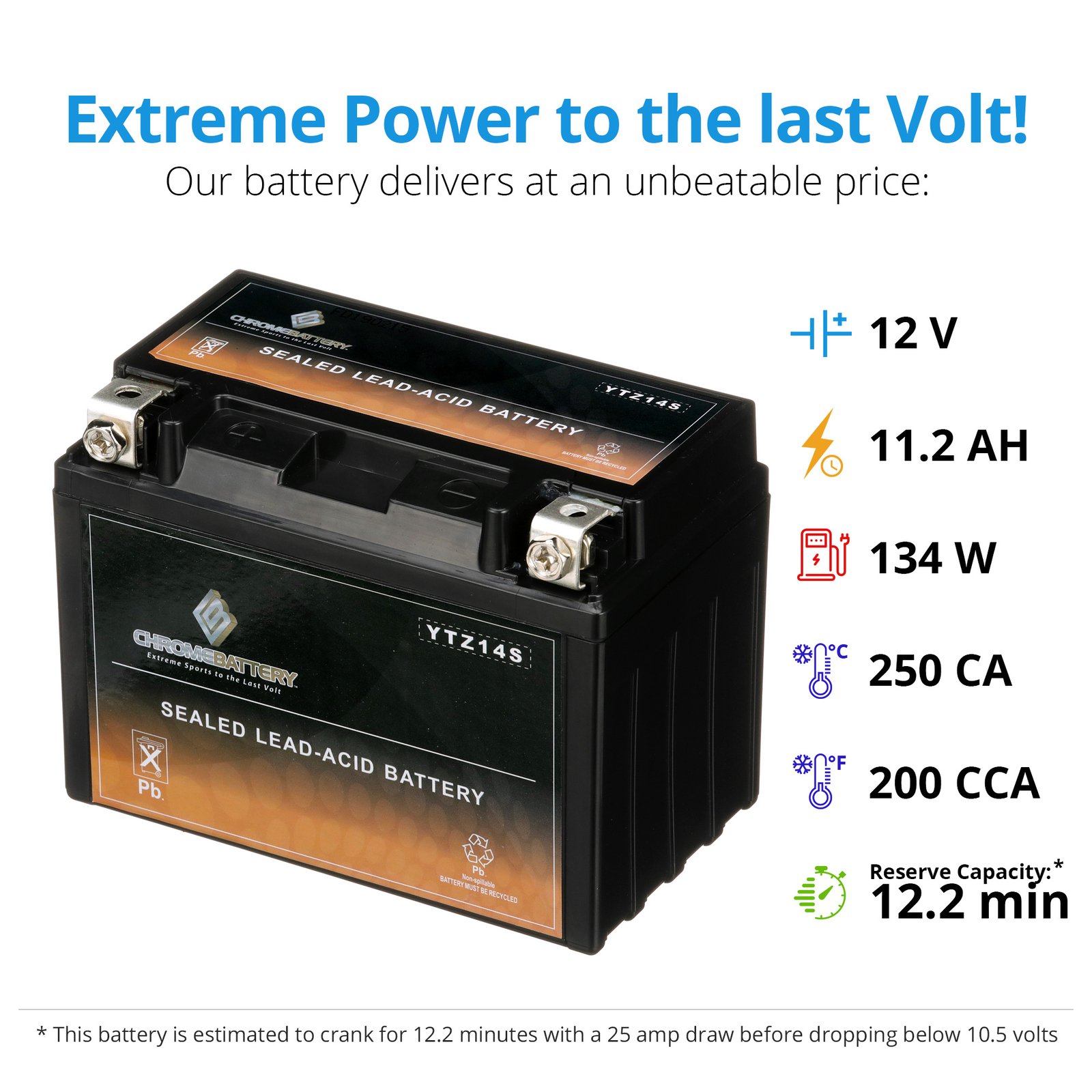 YTZ14S-BS High Performance Rechargeable Power Sports Battery