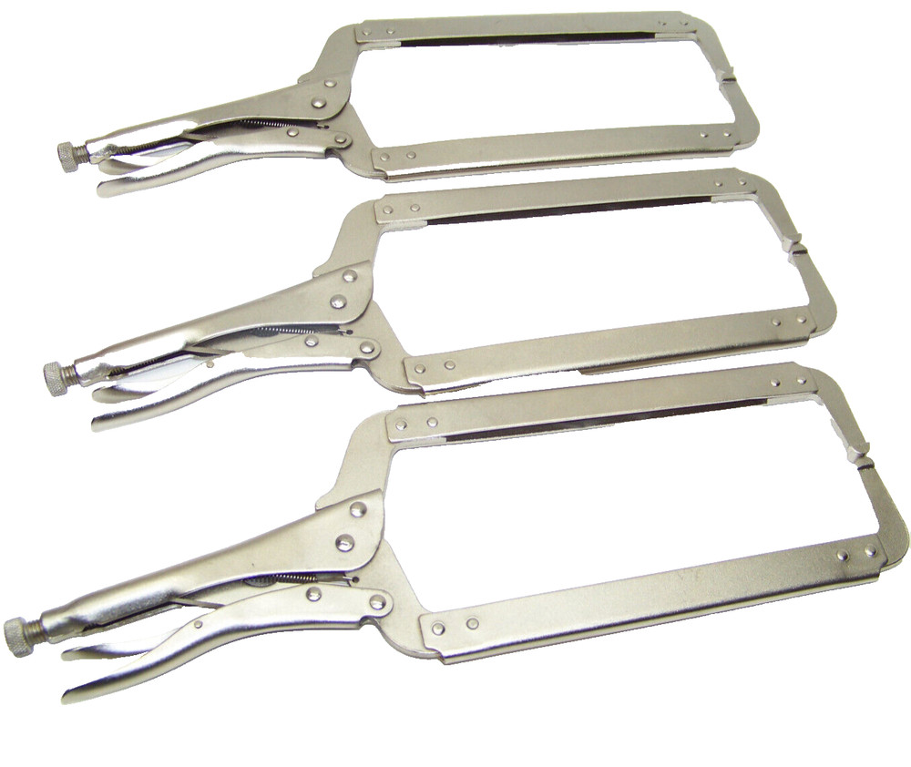 3pc 18" Locking C Clamp Regular End Tips Welding Locking Pliers Clamps Tool Set