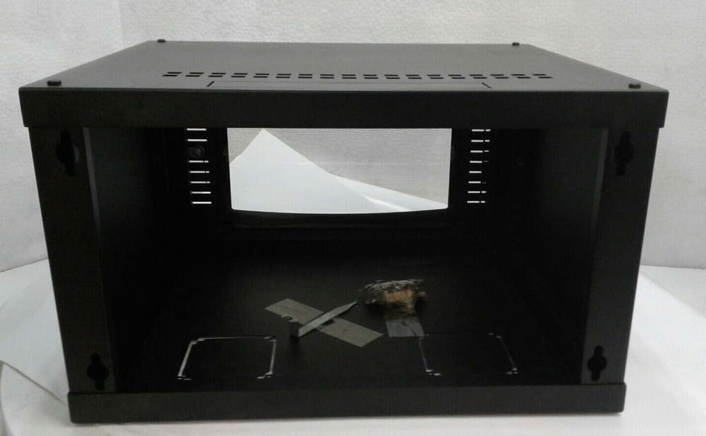 LinkedPro SR1906GFP 19" 6 Unit Rack Wall Mount Single Door Enclosure Matte Black