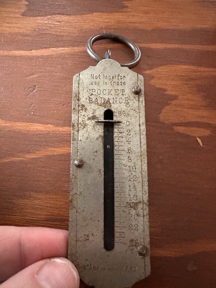 Vintage German Pocket Scale With Ring And Hook
